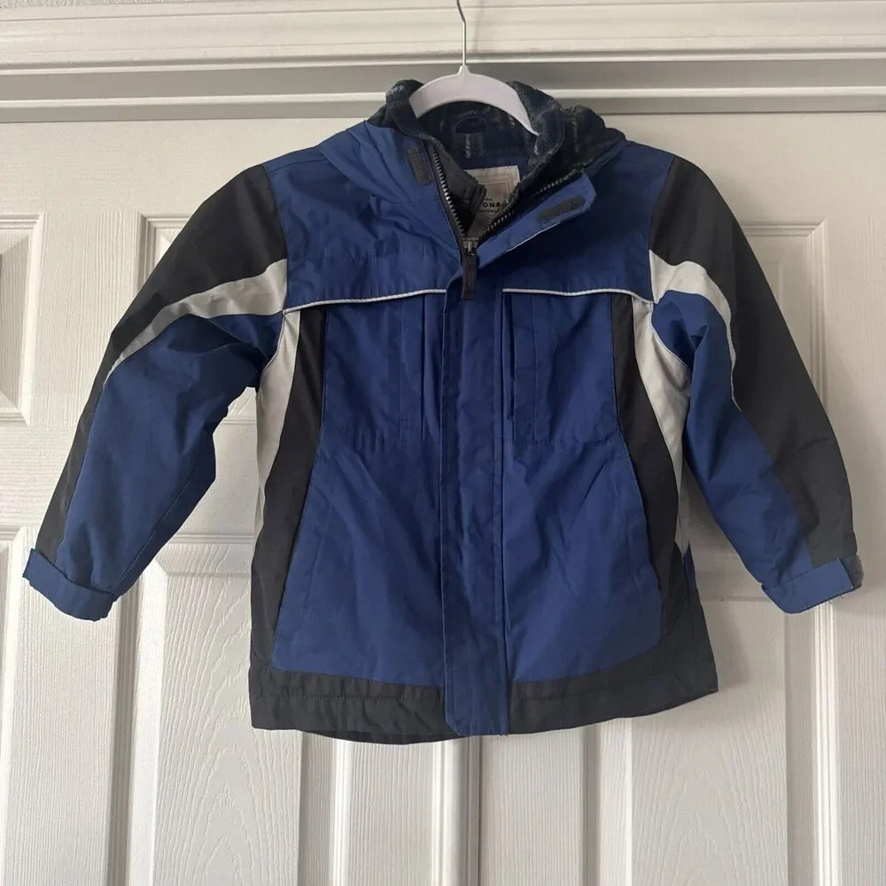Arizona Boys Medium Jacket Flannel Lined Hooded Blue Winter Coat Outdoors
